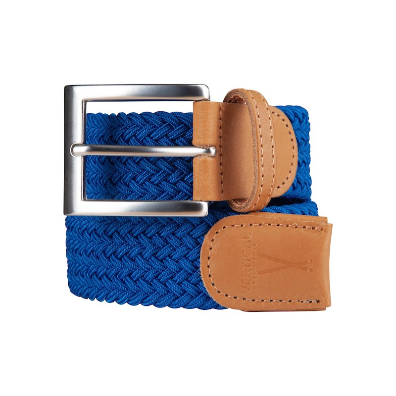 Bracelet homme double tour en cuir et nylon tressé bleu marine et