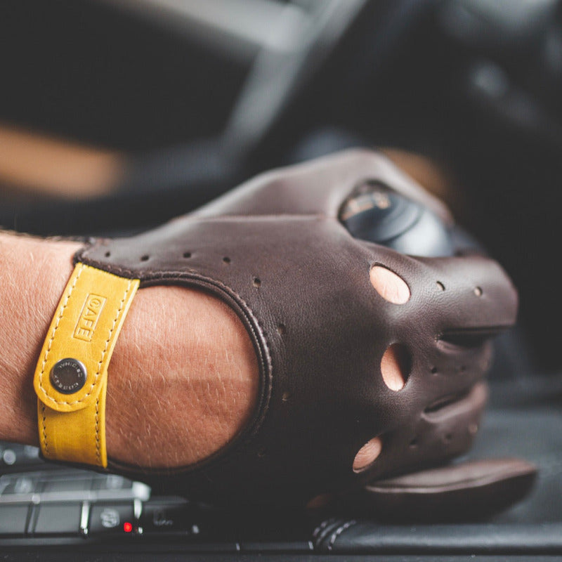 Gants de conduite en cuir café