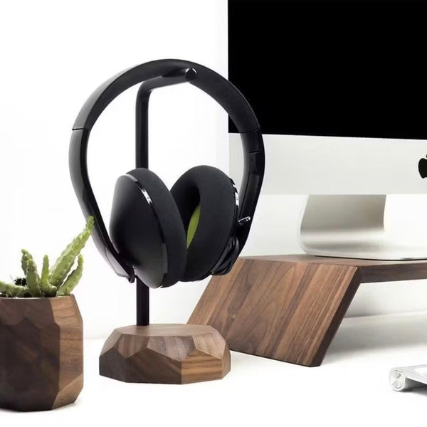 Support en bois de noyer pour casque gamer - cadeau Annecy