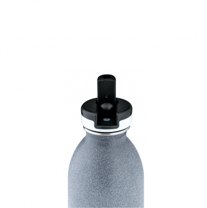 Urban Bottle Tempo Grey sport lid de la marque 24 Bottles. Gourde sport Tempo grey blanche et dégradé de gris avec bouchon sport paille rabattable. Idée cadeau chez Robin concept store homme.