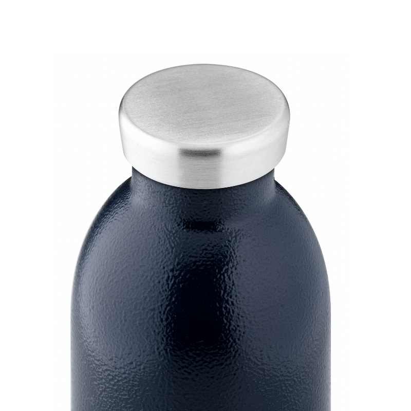Bouchon inox de Clima Bottle Deep BLue. Gourde et thermos bleu marine finition martelé de la marque 24 Bottles. Garde au chaud ou au frais. Idée cadeau chez Robin concept store homme.