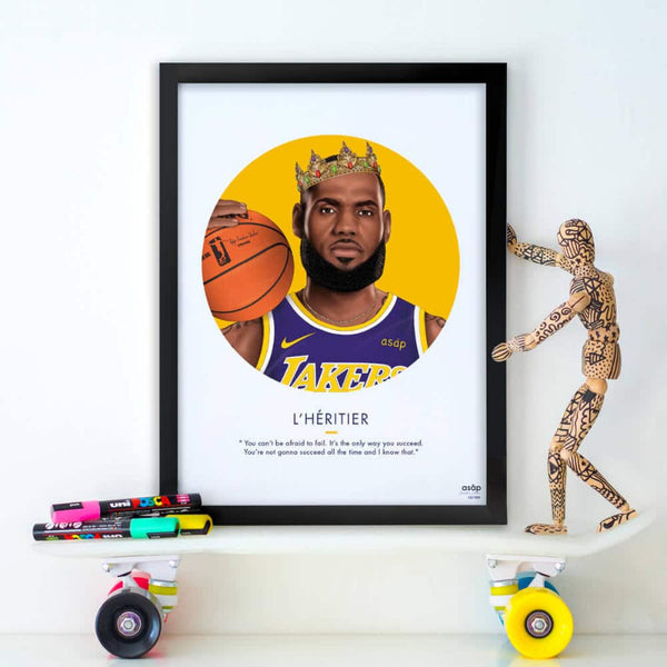 Portrait artprint de Lebron James de la marque Get my asap. Affiche d'art l'Héritier Lebron James Asäp chez Robin concept store, boutique pour homme Annecy.