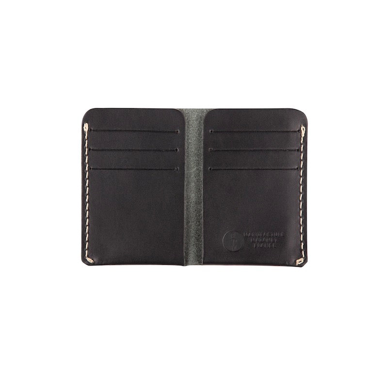 Portefeuille, porte carte en cuir noir Vertical l'accessoire fabriqué en France.