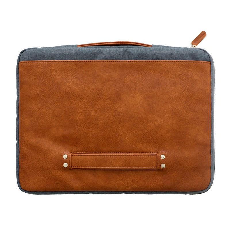 Housse en cuir pour ordinateur 13 pouces. Pochette ipad pro avec poignet. Porte document cuir et tissu.