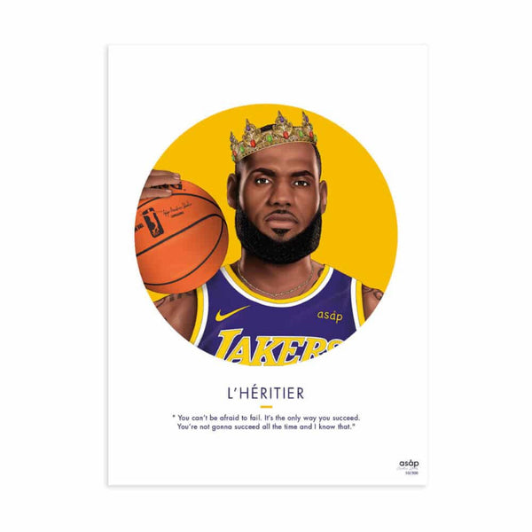 Portrait artprint de Lebron James de la marque Get my asap. Affiche d'art l'Héritier Lebron James Asäp chez Robin concept store, boutique pour homme Annecy.