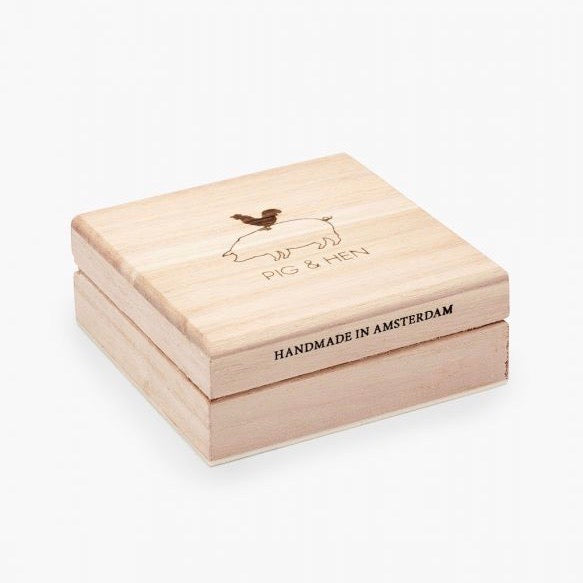 Coffret bois pour les bracelets Pig and Hen Sharp Simon, Vicious Vik, Georgeous George. Fabriqué en Hollande