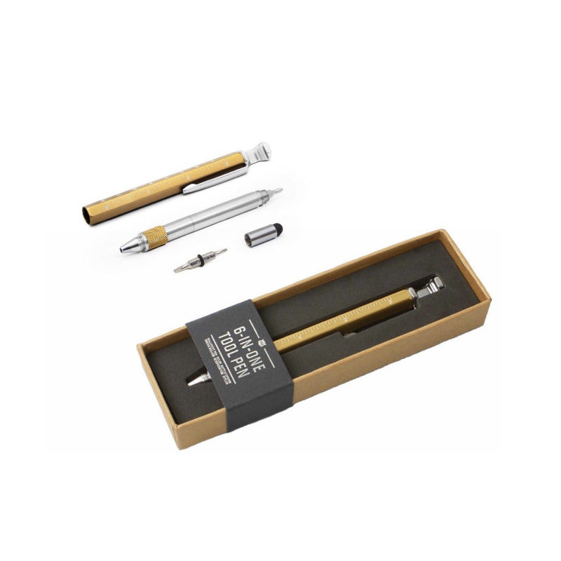 Stylo 6 en 1 multifonction, tournevis, ouvre-bouteille, stylet, règle, support de téléphone. Stylo dans un coffret cadeau.