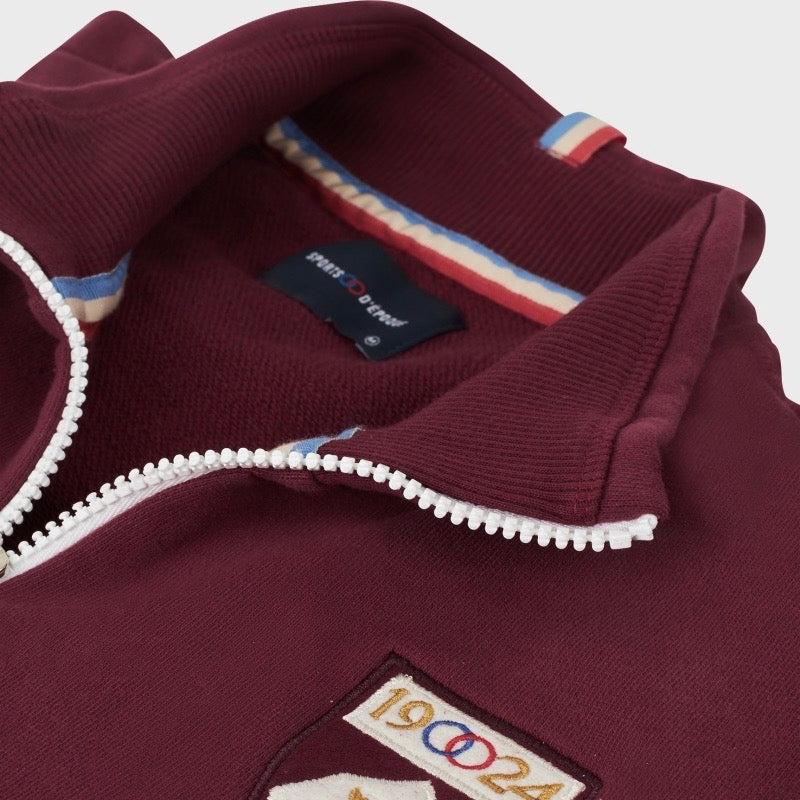 Col sweat zippé ski 12924 bordeaux de la marque Sports d'époque. Mode automne hiver chez Robin concept store, boutique pour homme Annecy.